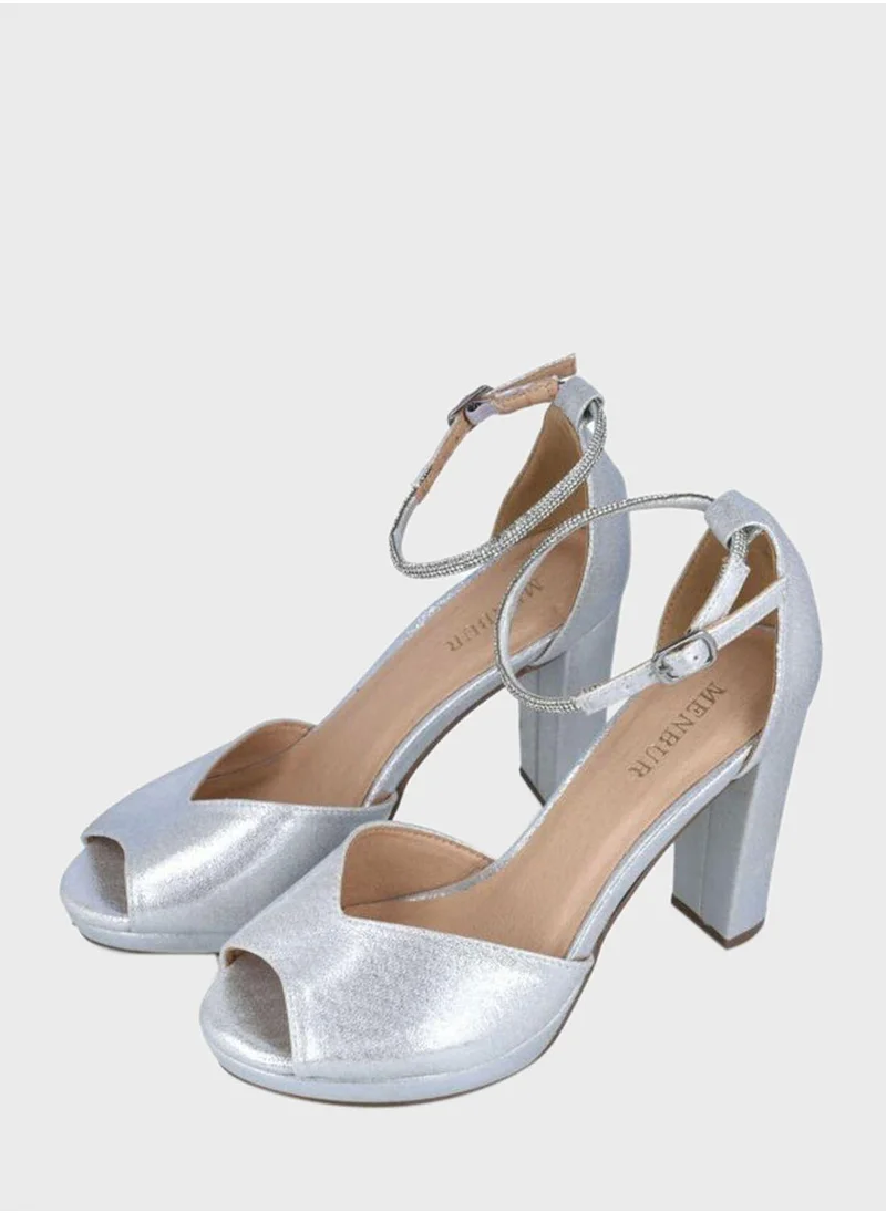 منبور Peep Toe High Heel Pumps