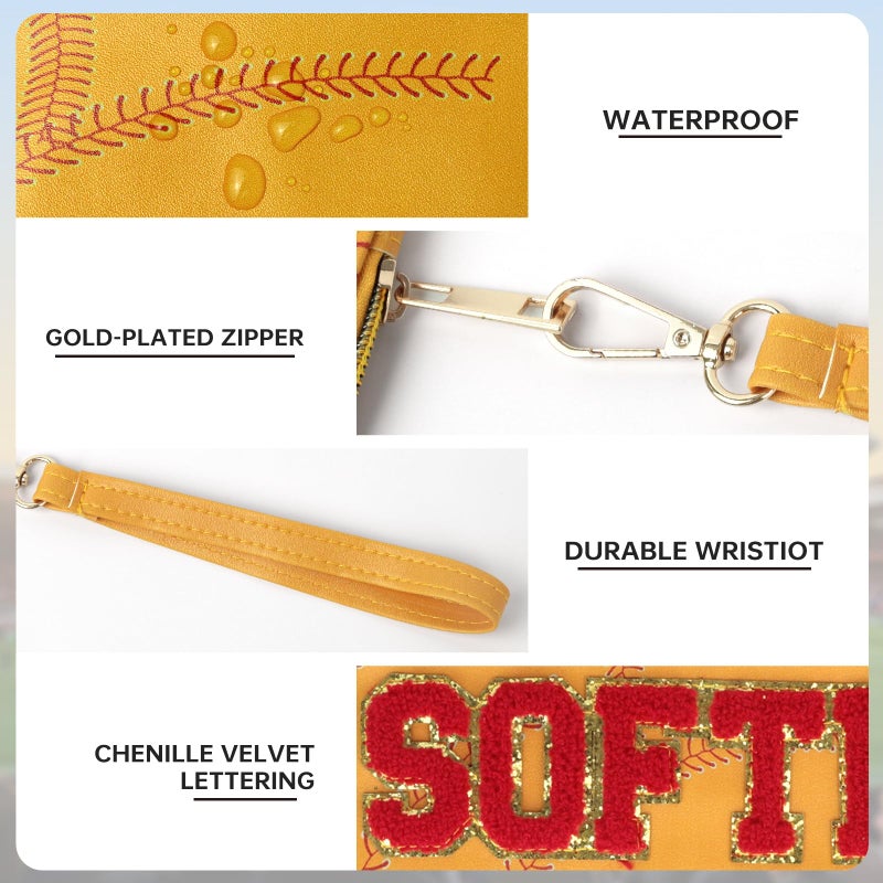 PPeen Softball Gifts Makeup Bag, Softball Stuff Accessories, Portable Toiletry Storage Bag with Chenille Letter Clear Zipper Toiletry Pouch - Image 4
