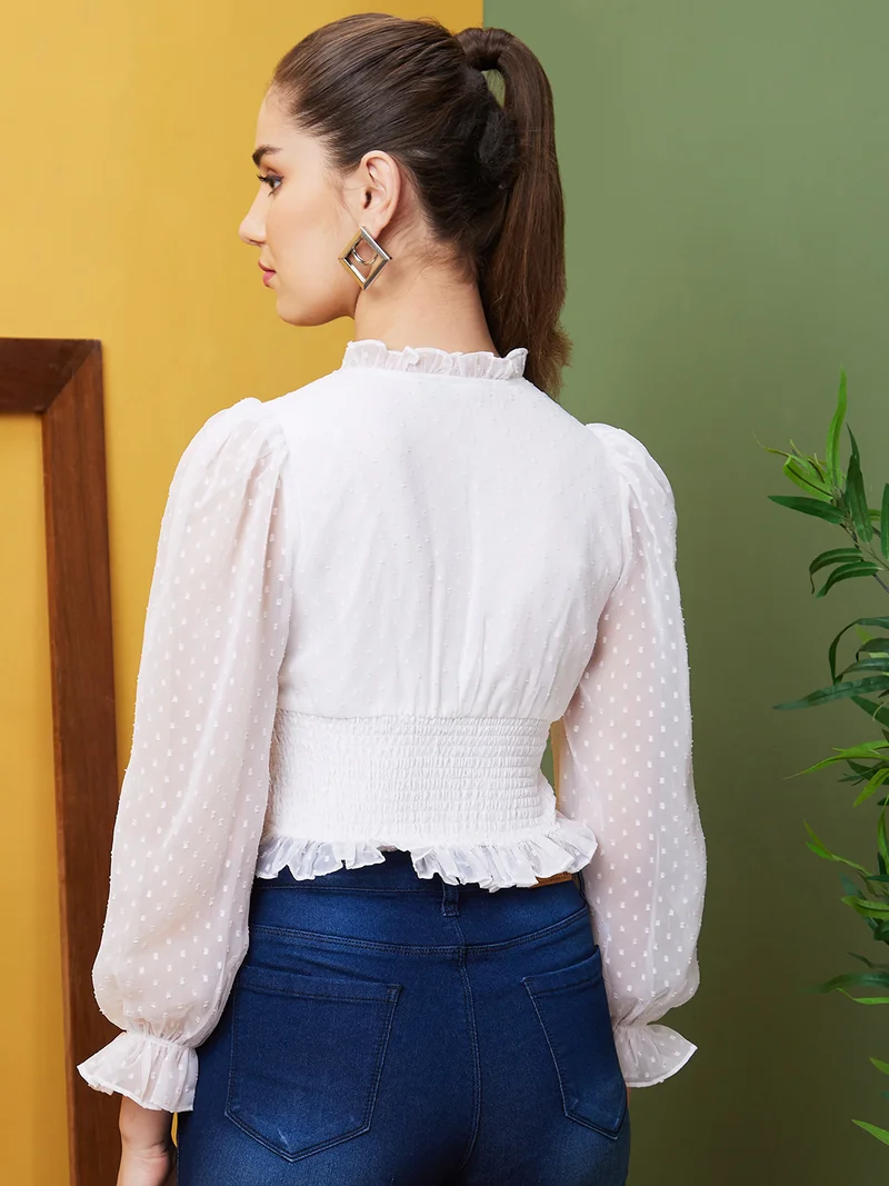 globus Women Casual V-Neck Crop Top