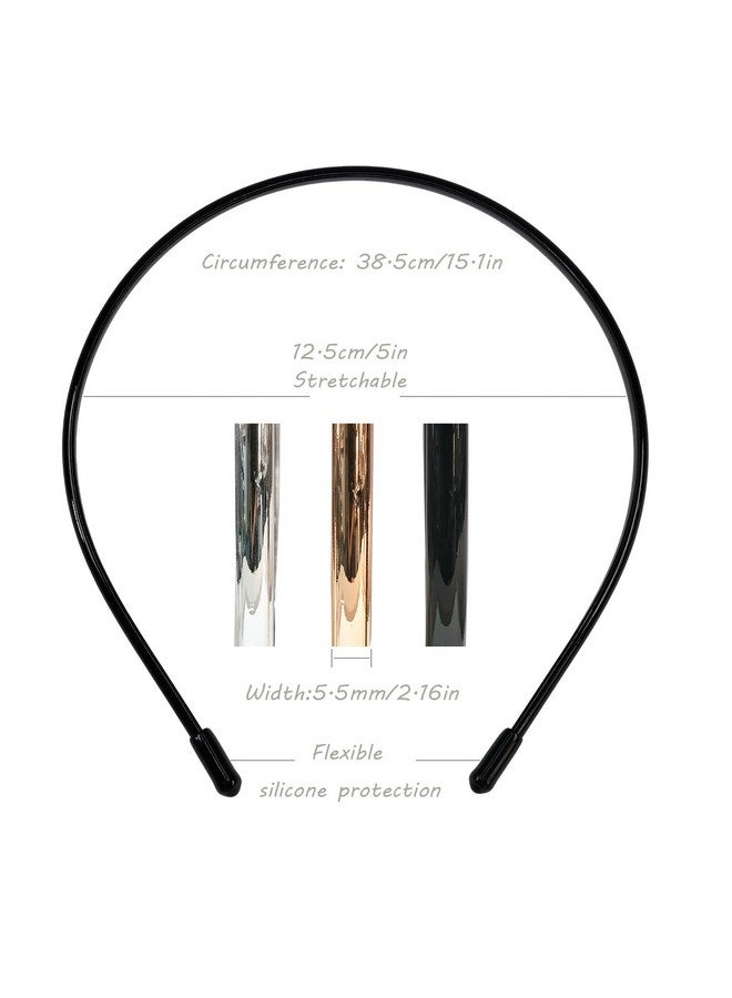 minihope Metallic Color Skinny Headbands for Women and Girls, 3 Pack, Hair Accessories, Black, Silver, Gold - Image 4