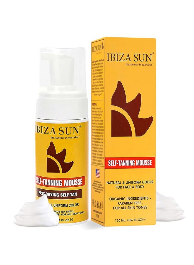 Ibiza Sun رغوة التسمير الذاتي العضوية - رغوة تسمير سريعة الجفاف بدون شمس لجميع ألوان البشرة - تانر ذاتي للوجه والجسم بمكونات طبيعية، بدون رائحة تسمير - Image 1