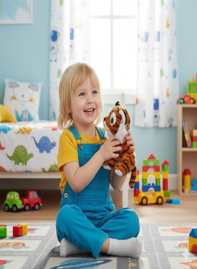 STRIDERS لعبة نمر قطيفة ناعمة للأطفال من ستريدرز | حيوان محشو لطيف للأطفال | لعبة غابة رائعة | لعبة محببة للبنات والأولاد | آمنة للأطفال | برتقالي | 10 بوصات - Image 5