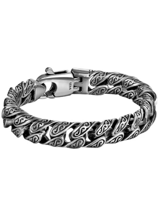 S925 Silver Men's Straw Bracelet Stylish Personalised Sterling Silver Bracelet  - Image 1