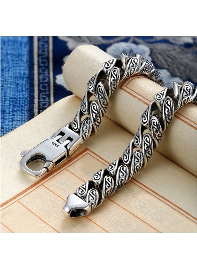 S925 Silver Men's Straw Bracelet Stylish Personalised Sterling Silver Bracelet  - Image 3
