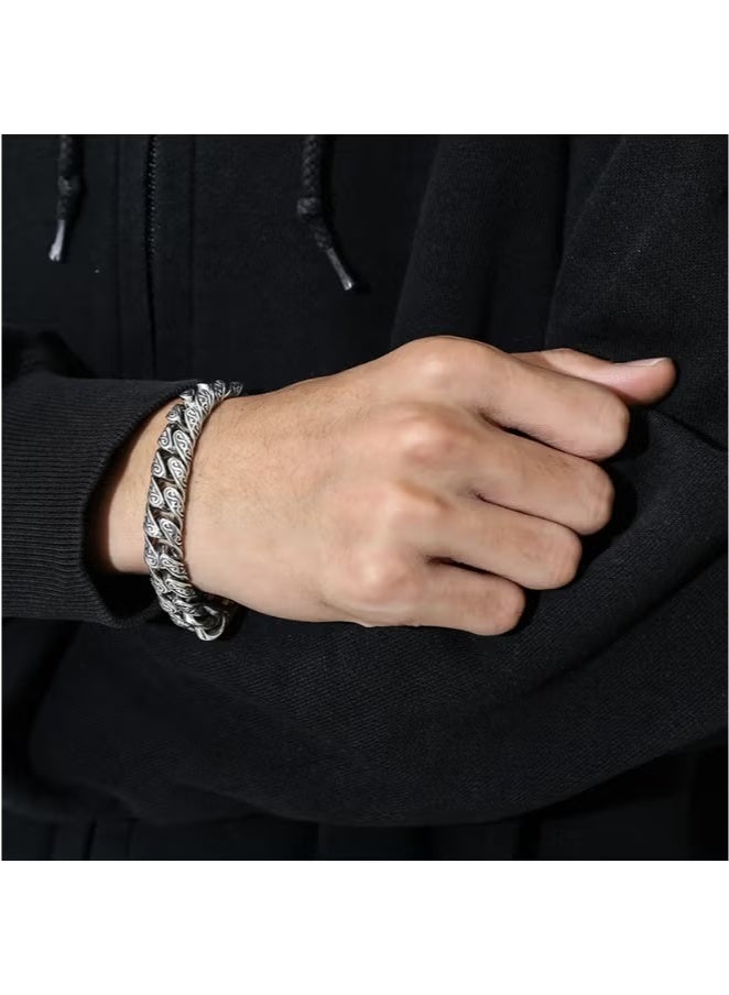 S925 Silver Men's Straw Bracelet Stylish Personalised Sterling Silver Bracelet  - Image 2