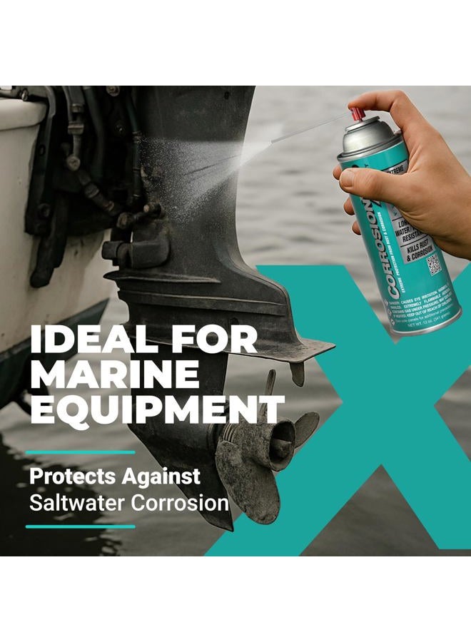 CorrosionX رذاذ مضاد للصدأ للاستخدام الشاق، مثبط تآكل ذاتي الشفاء بدون تسرب مع حاجز مقاوم للماء لمعدات البحرية والزراعية والصناعية في بيئات قاسية وعالية الملوحة، 12 أونصة بخاخ - Image 3