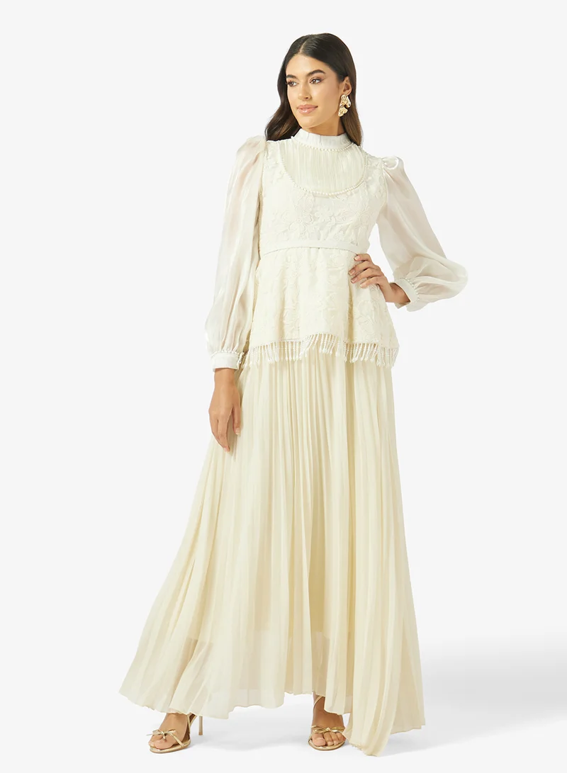 Khizana Pleated Dress With Mock Peplum Top