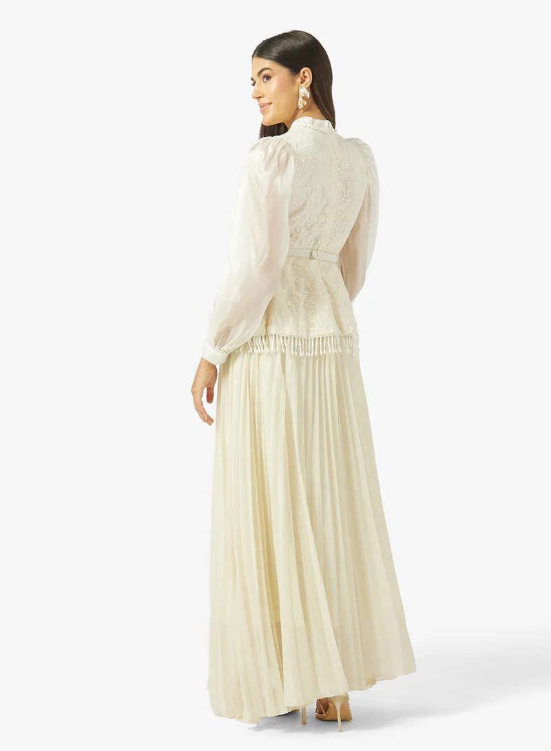 Khizana Pleated Dress With Mock Peplum Top