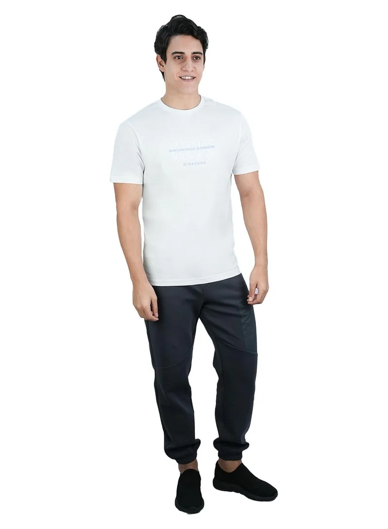 GIORDANO  Men's Slim Fit Cotton Jersey Crew Neck Print Tee | WWS Graphic for Men | Best Price UAE
