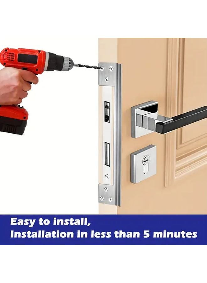 Black 7in Door Lock Guard 2 Pack External Safety Protector Durable Metal Latch Cover - Image 4