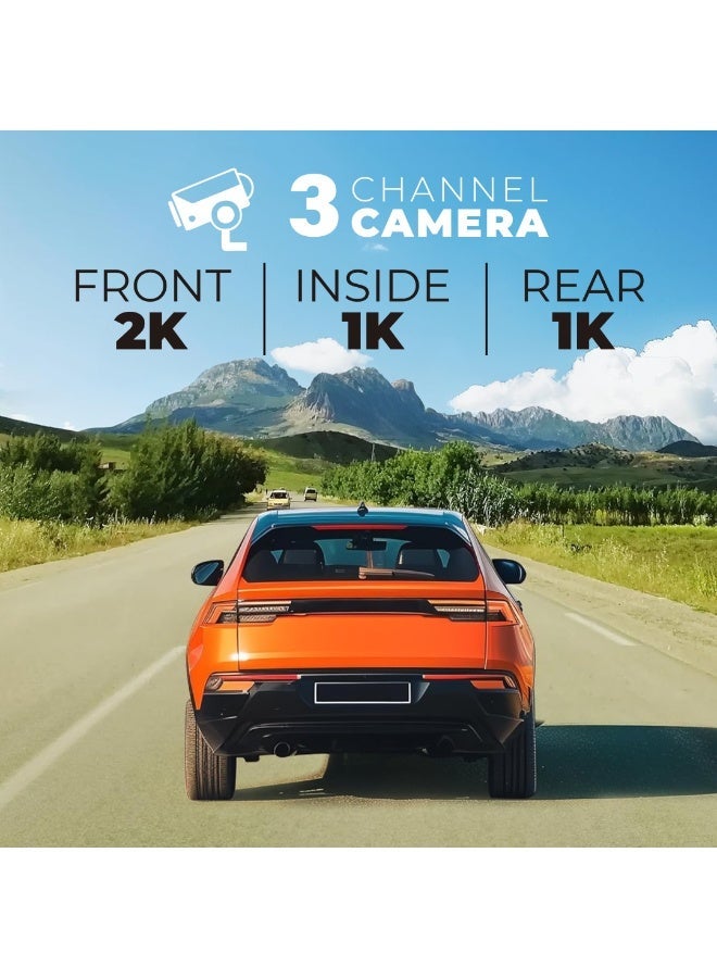 BSON Tri Sense Smart Rear View Mirror Dash Cam, 10-Inch Touchscreen Car DVR, 3 Channel Camera Recorder, Front Rear Inside Dash Camera, GPS Navigation, ADAS, Blind Spot Monitor, Parking Monitor - Image 3