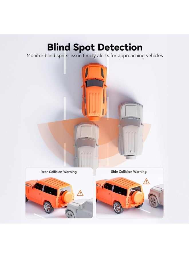 BSON Tri Sense Smart Rear View Mirror Dash Cam, 10-Inch Touchscreen Car DVR, 3 Channel Camera Recorder, Front Rear Inside Dash Camera, GPS Navigation, ADAS, Blind Spot Monitor, Parking Monitor - Image 2