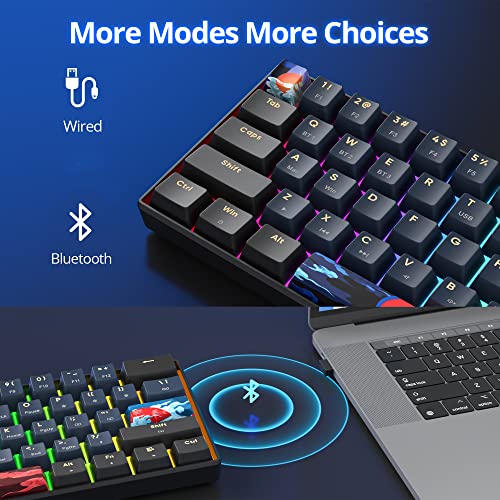 surmen GT68 65% Wireless Mechanical Gaming Keyboard 60 Percent RGB Hot-Swappable 68-Key Compact Keyboard Bluetooth5.0/2.4G/USB with Yellow Switch (Gateron Yellow, Blue Samurai 68) - Image 3