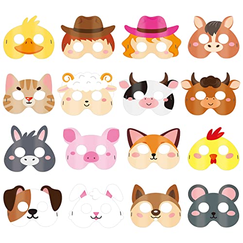 Deekin 48 Pcs Animal Party Masks for Kids Farm Forest Animal Face Mask Barnyard Jungle Safari Party Favors for Zoo Farmhouse Theme Birthday Costume Dress up Decoration - Image 1
