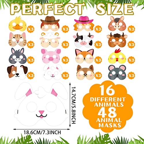 Deekin 48 Pcs Animal Party Masks for Kids Farm Forest Animal Face Mask Barnyard Jungle Safari Party Favors for Zoo Farmhouse Theme Birthday Costume Dress up Decoration - Image 5