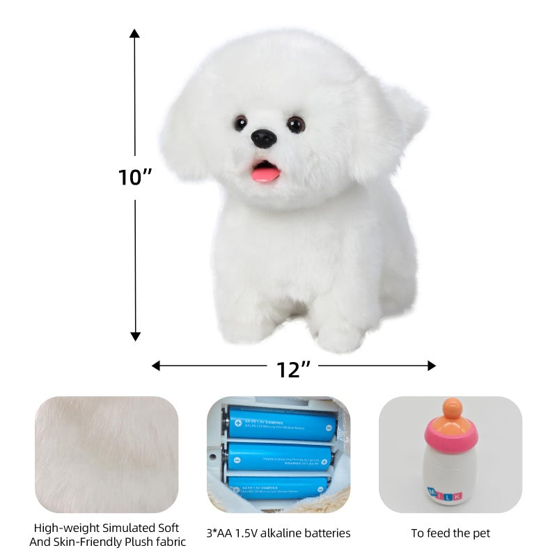 CU-MATE Plush Interactive Maltese Simulation Dog-Realistic Puppy Electronic Toy Dog with Walking/Barking/Wagging Tail/Talking-Like Real Robotic Present - Image 3