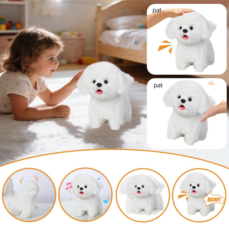 CU-MATE Plush Interactive Maltese Simulation Dog-Realistic Puppy Electronic Toy Dog with Walking/Barking/Wagging Tail/Talking-Like Real Robotic Present - Image 2