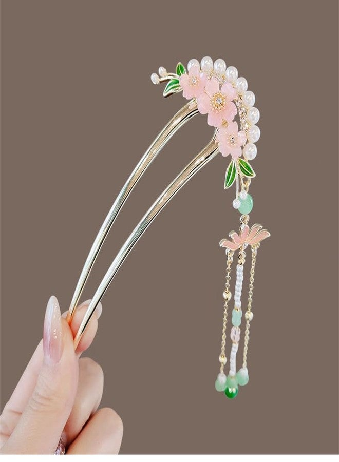 Dkriva® Hair Bun Juda Stick For Women Girls, Hair Stick With Pearl Tassel For Long Hair, U Shape Alloy Hair Pin, Bun Hair Accessory For Updo, Hair Chopstick Styling Tool - 1 Pc - Image 1