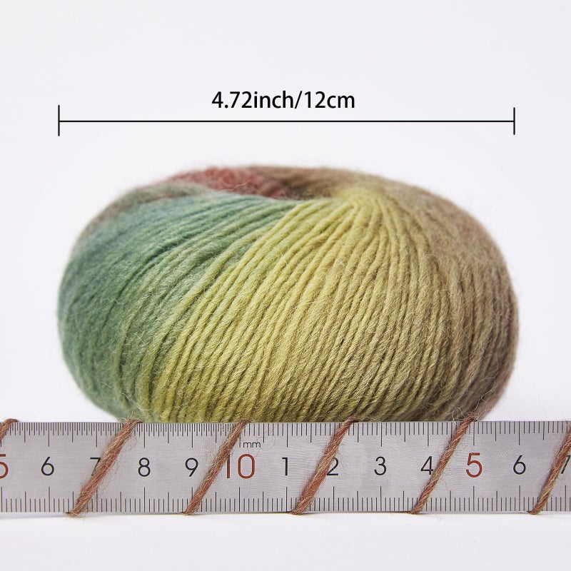 NICEEC 2 Skeins Rainbow Soft Yarn 100% Wool Gradient Multi Color Yarn for Crocheting Knit Total Length 180mÃ—2(196ydsÃ—2,50gÃ—2)-15# - Image 3