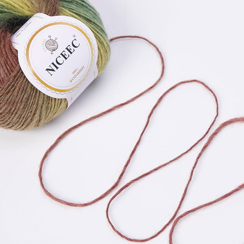 NICEEC 2 Skeins Rainbow Soft Yarn 100% Wool Gradient Multi Color Yarn for Crocheting Knit Total Length 180mÃ—2(196ydsÃ—2,50gÃ—2)-15# - Image 4