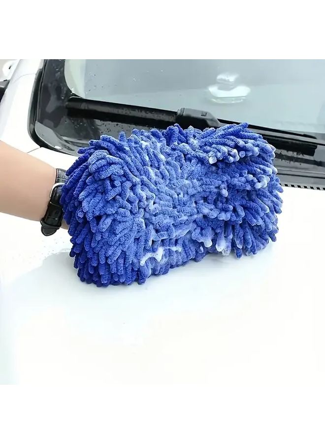 Heavy Duty Blue Microfiber Car Wash Gloves with Anti Slip Lock And Foam Filling - Image 4