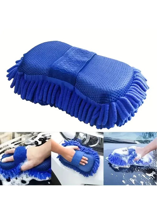 Heavy Duty Blue Microfiber Car Wash Gloves with Anti Slip Lock And Foam Filling - Image 1