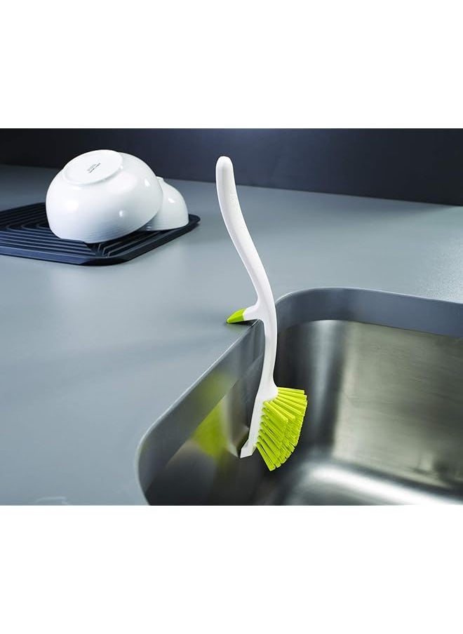 Joseph Joseph Edge Dish Brush With Handle And Integrated Sink Rest Grey  - Image 2
