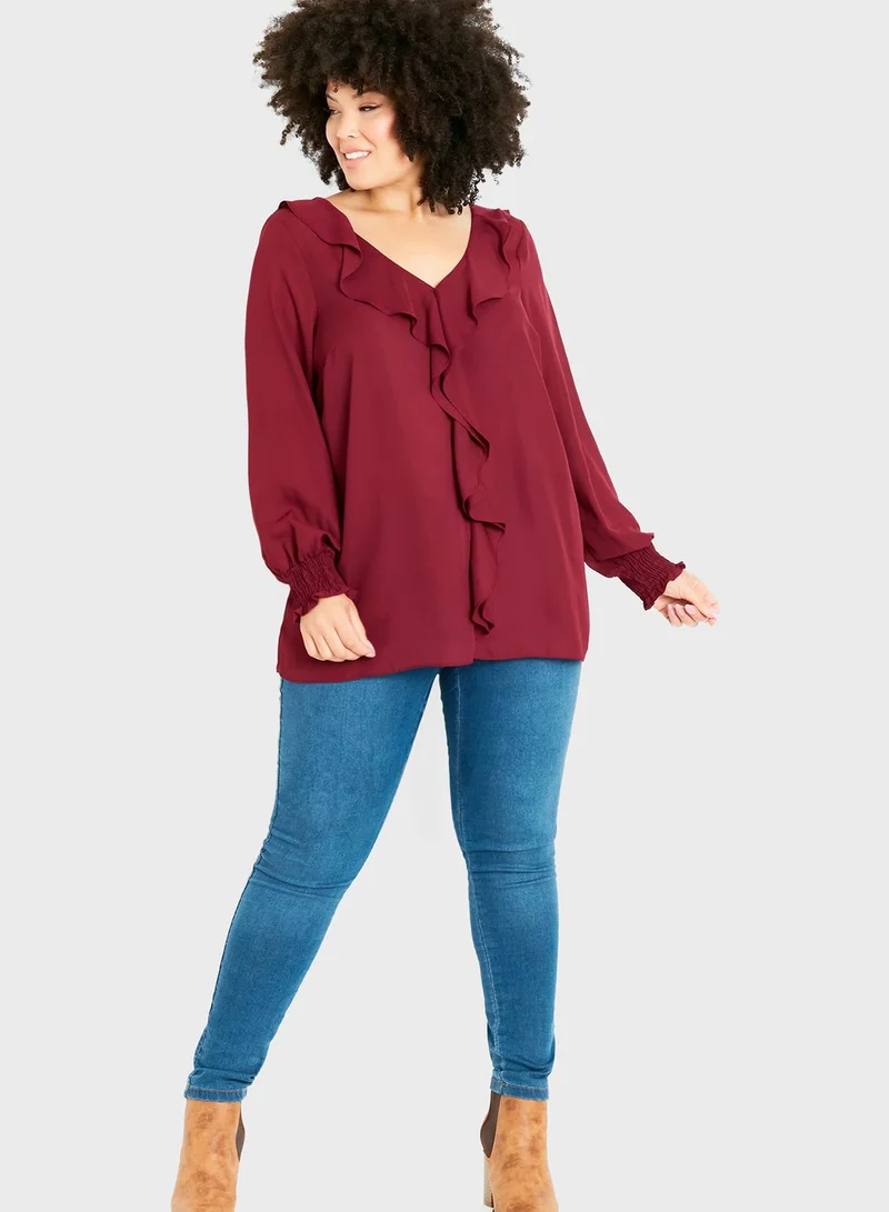 EVANS Front Frill Top