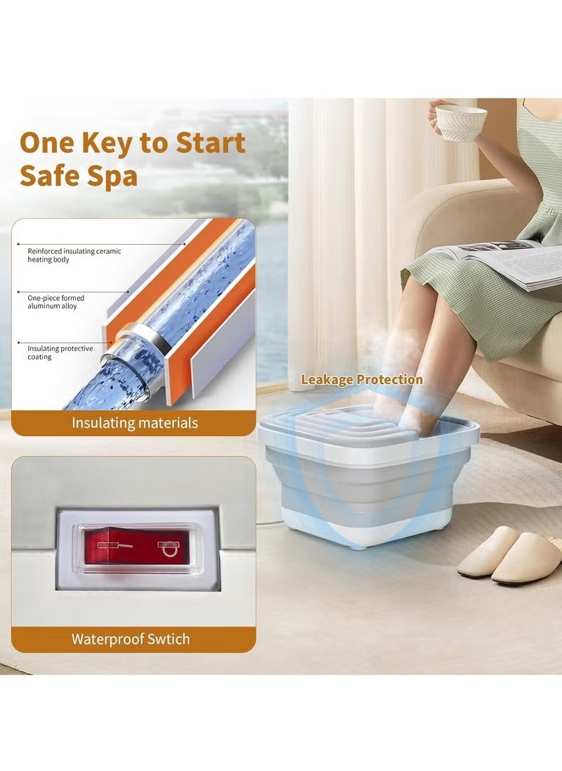 Foot Spa Bath Massager Foot Cleaning And Massage Device With Multi-function Infrared Care Heat, Heating,  Bubbles