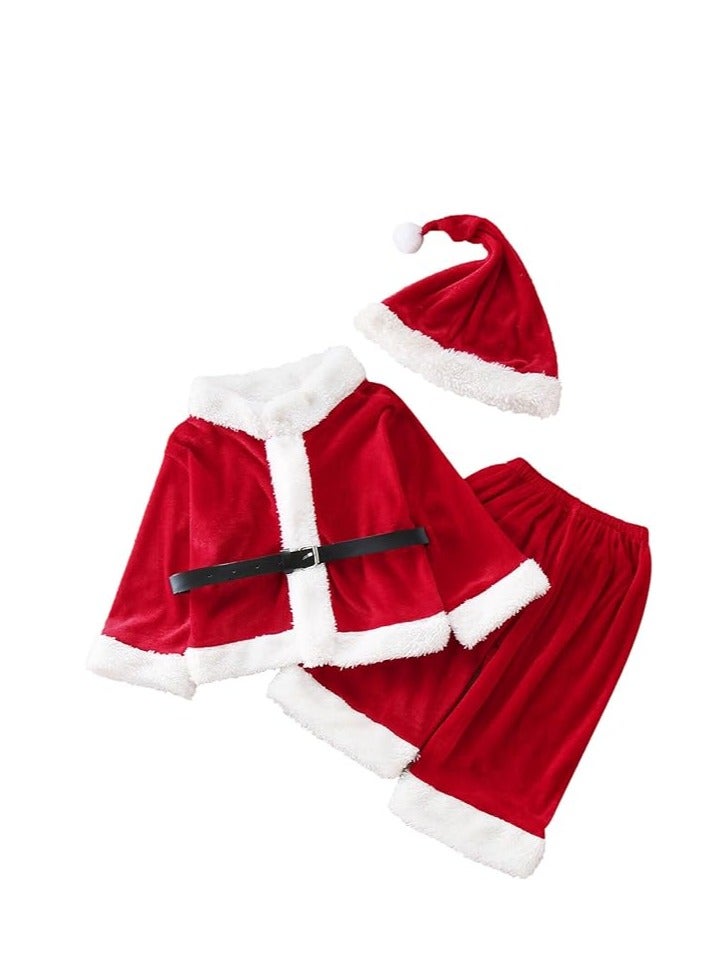 Brain Giggles Kids Santa Claus Costume for Boys with Santa Hat and Santa Costume with Belt - Medium - Image 2