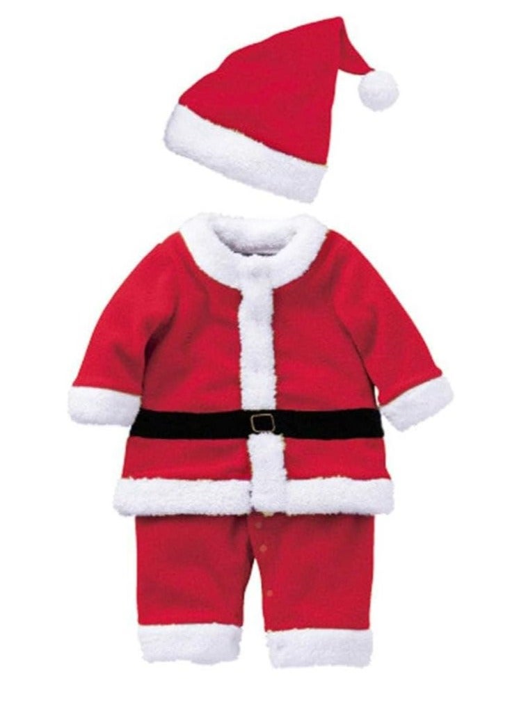 Brain Giggles Kids Santa Claus Costume for Boys with Santa Hat and Santa Costume with Belt - Medium - Image 1