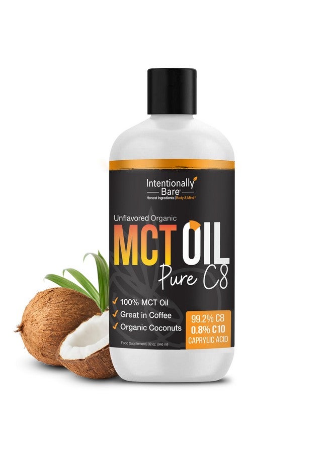 Intentionally Bare Pure C8 MCT Oil Organic - Brain Octane C8 MCT Oil for Keto Paleo & Vegan Diet - Unflavored MCT Oil C8 for Bulletproof Coffee Shakes & Salads - 100% Pure MCT Oil 32 oz - Image 1