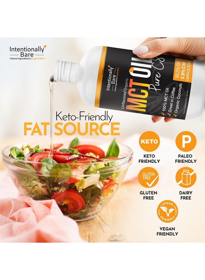 Intentionally Bare Pure C8 MCT Oil Organic - Brain Octane C8 MCT Oil for Keto Paleo & Vegan Diet - Unflavored MCT Oil C8 for Bulletproof Coffee Shakes & Salads - 100% Pure MCT Oil 32 oz - Image 3