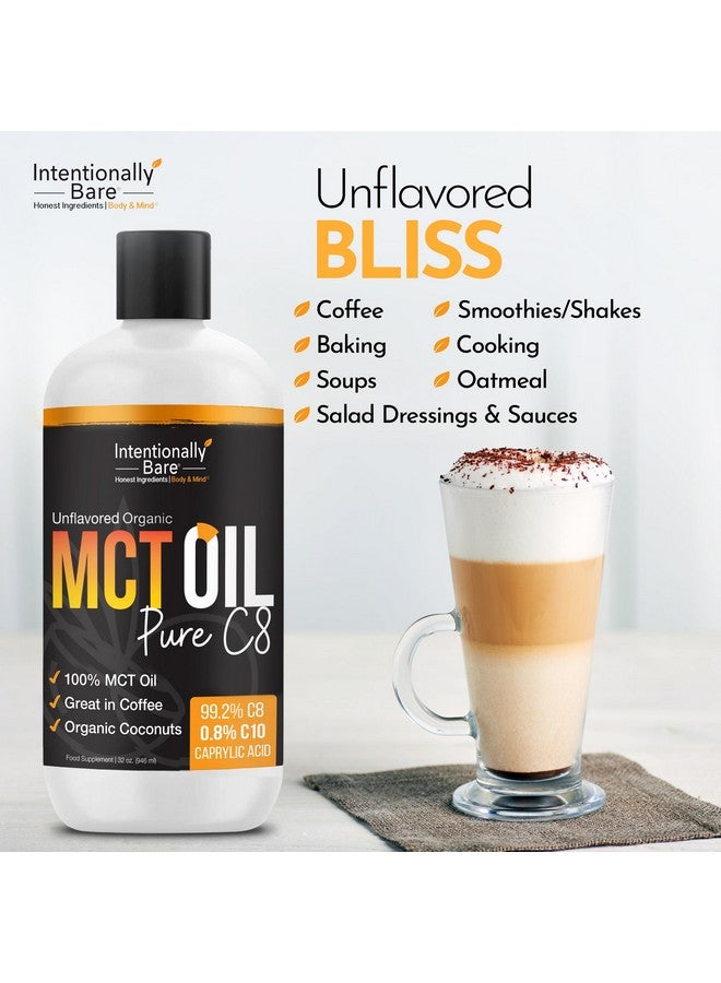 Intentionally Bare Pure C8 MCT Oil Organic - Brain Octane C8 MCT Oil for Keto Paleo & Vegan Diet - Unflavored MCT Oil C8 for Bulletproof Coffee Shakes & Salads - 100% Pure MCT Oil 32 oz - Image 2