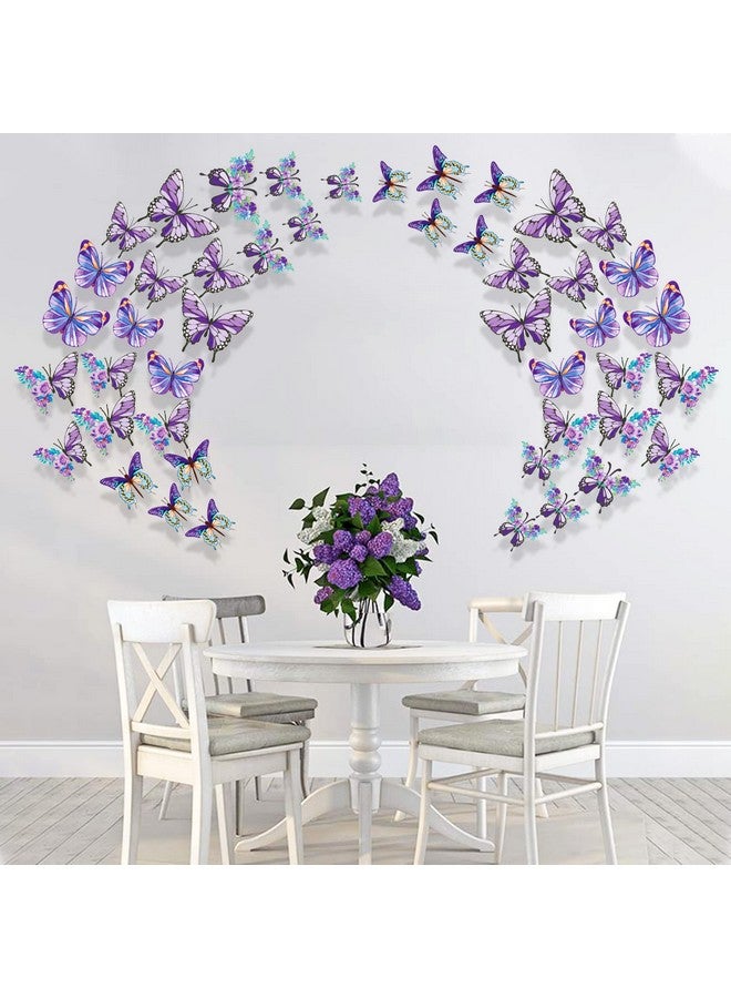 pinkblume Floral Purple Butterfly Decorations Stickers Lavender Flower 3D Butterfies Wall Art Removable Wall Decals for Pastel Lilac Home Living Room Baby Bedroom Showcase Nursery Wall Decor (35PCS) - Image 5