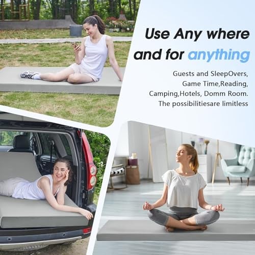 CYMULA Memory Foam Camping Mattress Pad 3 Inch Thick Portable Floor Sleeping Mat Sleepover Guest Bed Roll up Car Mattress Bed for Indoor Outdoor Travel with Bag(Single 75 * 30 * 3") - Image 5
