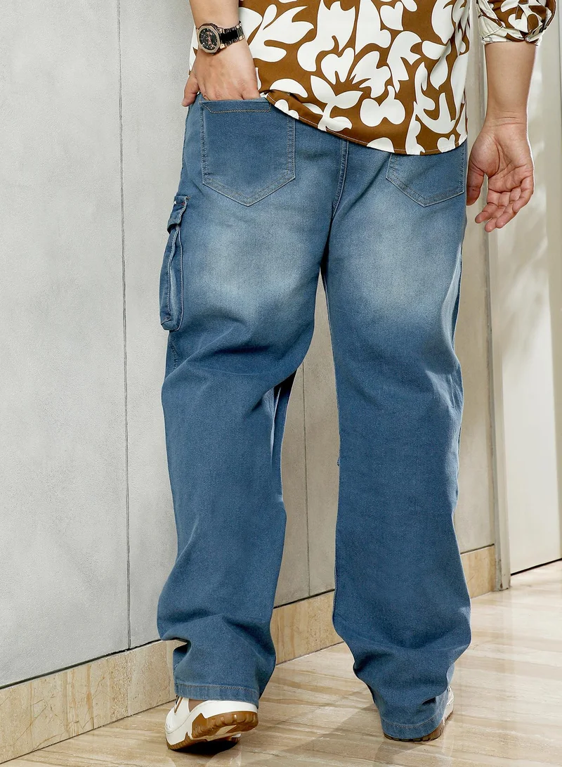 انستافاب بلس جينز رجالي دينم كارجو أزرق داكن من إنستافاب بلس