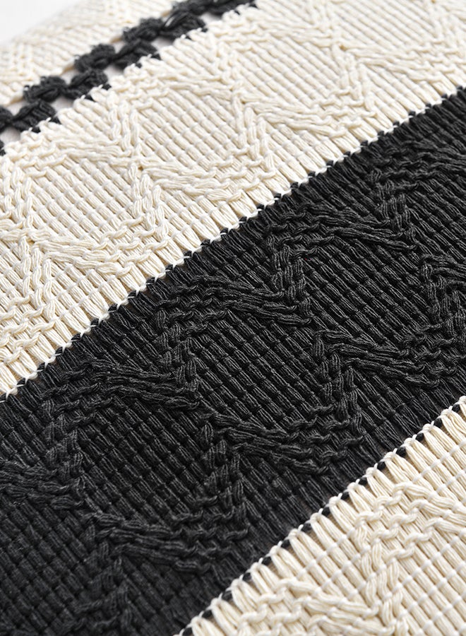 Fancy Homi Set of 2 Vintage Decorative Throw Pillow Covers for Couch, Bed & Sofa, Coastal Boho & Rustic Pattern, Aesthetic & Modern Design - 45x45cm - Black - Image 4