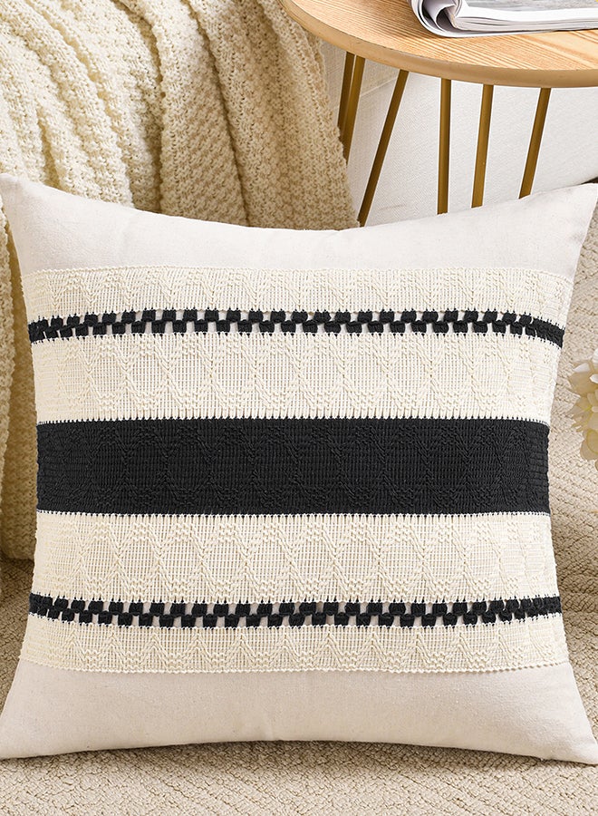 Fancy Homi Set of 2 Vintage Decorative Throw Pillow Covers for Couch, Bed & Sofa, Coastal Boho & Rustic Pattern, Aesthetic & Modern Design - 45x45cm - Black - Image 2