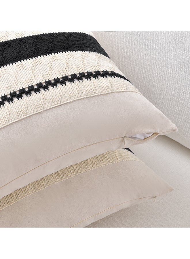 Fancy Homi Set of 2 Vintage Decorative Throw Pillow Covers for Couch, Bed & Sofa, Coastal Boho & Rustic Pattern, Aesthetic & Modern Design - 45x45cm - Black - Image 3