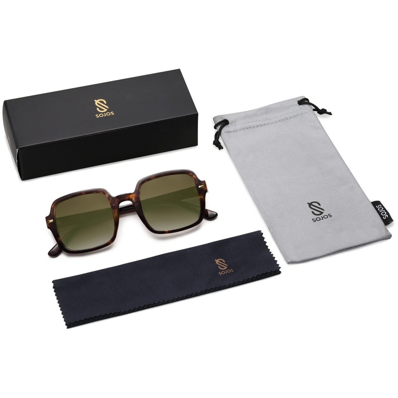 SOJOS Retro Square Polarized Sunglasses for Women Men Classic Trendy Sunnies SJ2226, Brown Tortoise/Brown - Image 5