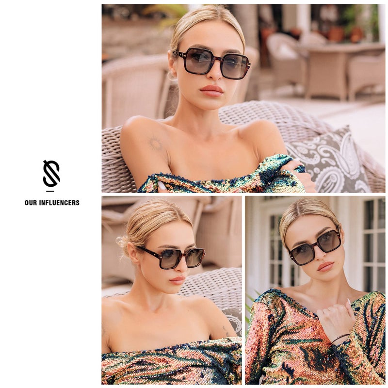 SOJOS Retro Square Polarized Sunglasses for Women Men Classic Trendy Sunnies SJ2226, Brown Tortoise/Brown - Image 3