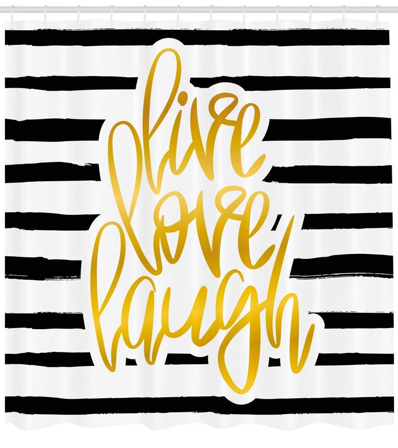أمبيسون ambesonne Live Love Love Startain Starta Design Romantic Hand Drawn Stripes and Calligraphic text print print close decore bathrate decor - Image 1