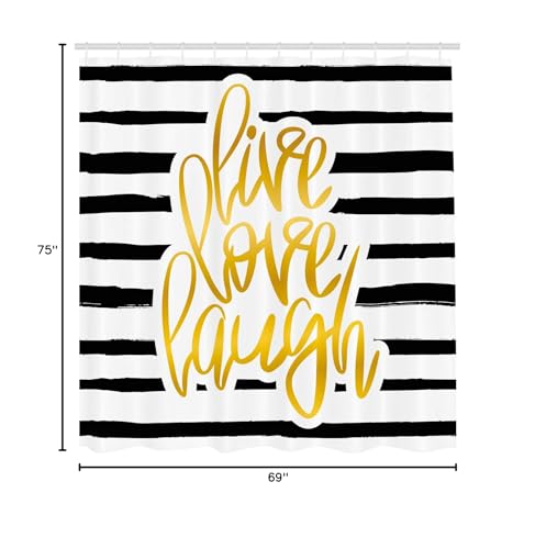 أمبيسون ambesonne Live Love Love Startain Starta Design Romantic Hand Drawn Stripes and Calligraphic text print print close decore bathrate decor - Image 3