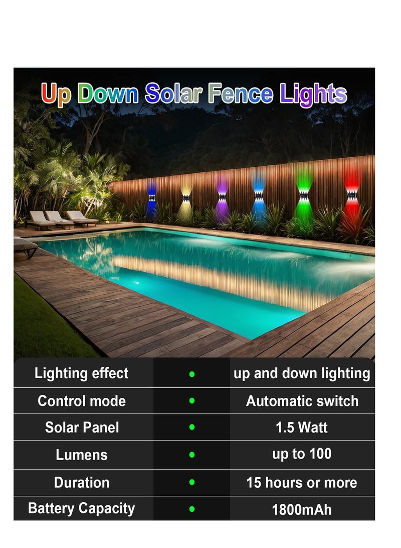 Generic Outdoor Solar Fence Lights 8 LED with Multi-Color, Up and Down Lighting Solar Outdoor Wall Light Waterproof IP65 - Image 4