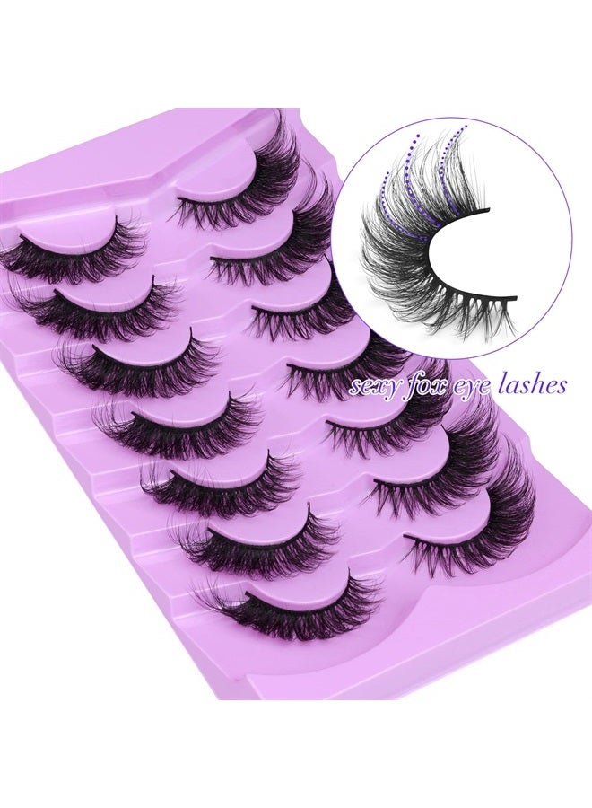 Alice Eyelashes Fox Eye Lashes Mink Faux Fluffy Natural False Eyelashes Wispy Cat Eye Lashes Pack Fake Eyelashes 7 Pairs - Image 2
