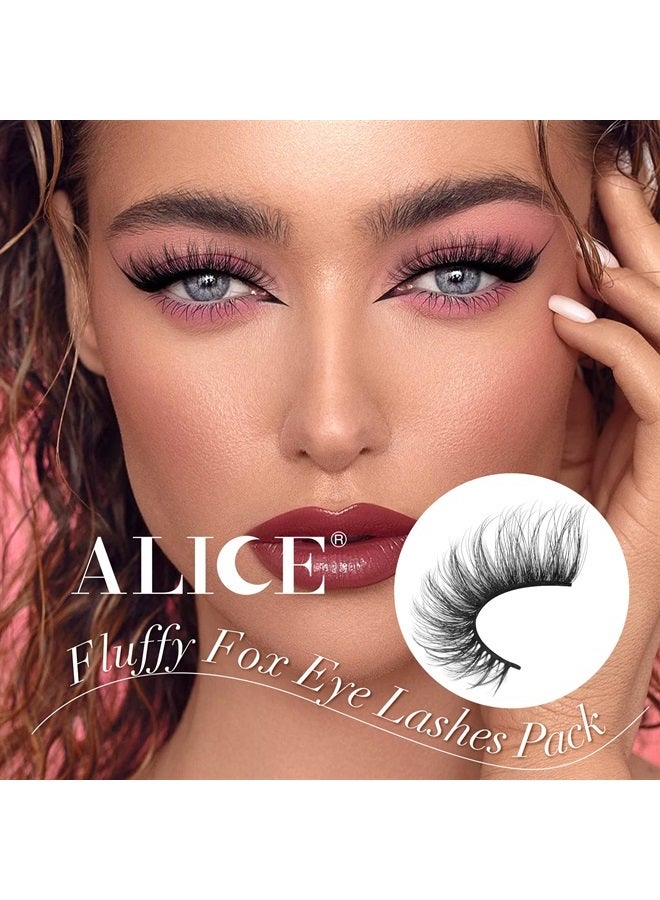 Alice Eyelashes Fox Eye Lashes Mink Faux Fluffy Natural False Eyelashes Wispy Cat Eye Lashes Pack Fake Eyelashes 7 Pairs - Image 3