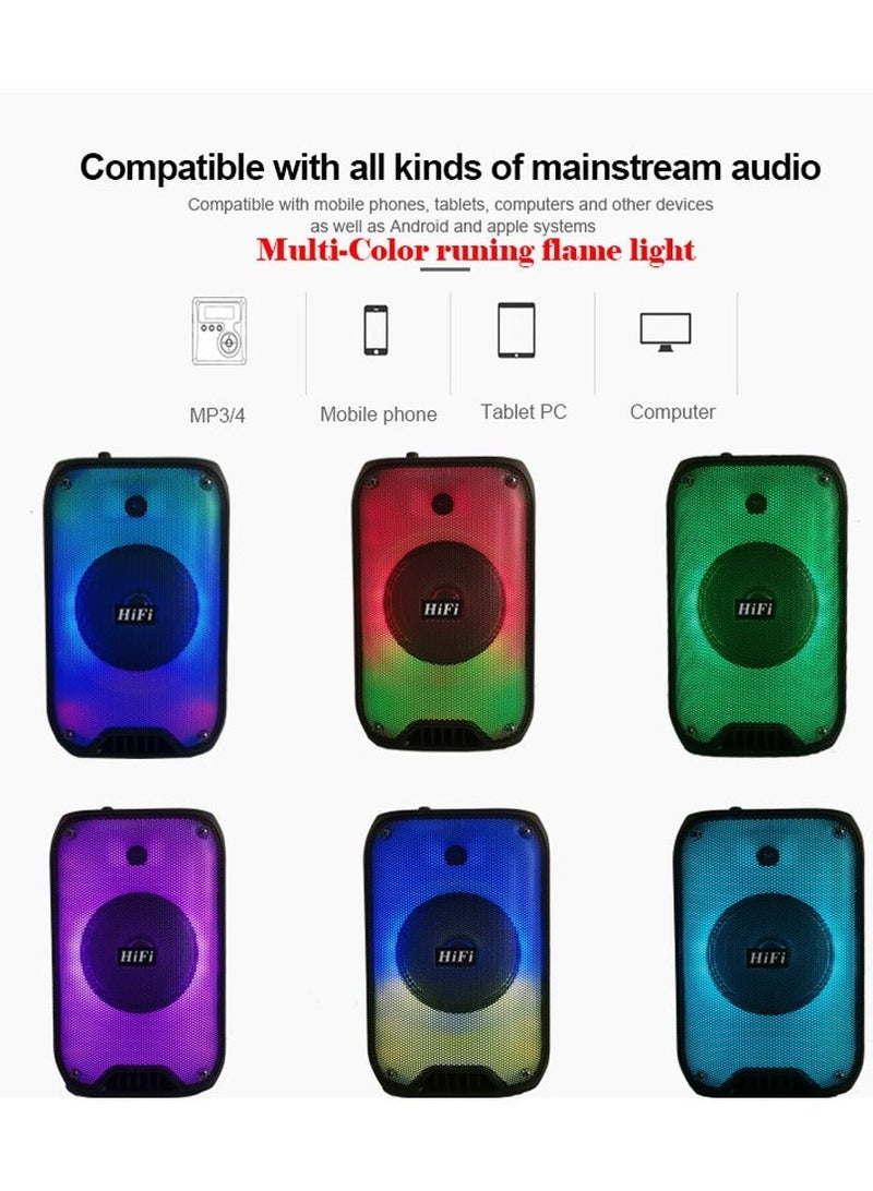 Crony مكبر صوت RX-6168 محمول يعمل بتقنية البلوتوث ومكبر صوت راقص مزود بضوء اللهب بقوة 10 وات ومكبر صوت كاريوكي خارجي للحفلات - Image 2