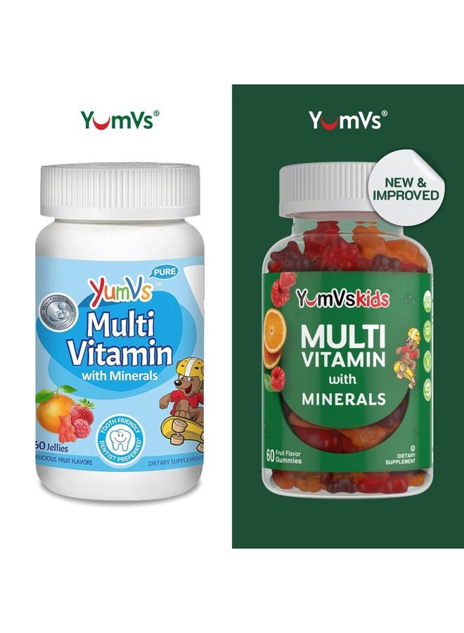MediNatura YumVs Kids Multivitamin Gummies - Fruit Flavored Chewable Children's Multivitamin - Kids Vitamins Multivitamin Gummy with 12 Minerals & Vitamins A C D3 E B6 B12 - Kosher Halal Gluten Free (60 Count)  - Image 2