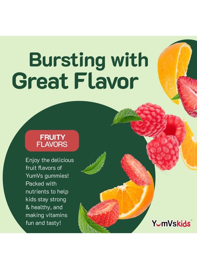 MediNatura YumVs Kids Multivitamin Gummies - Fruit Flavored Chewable Children's Multivitamin - Kids Vitamins Multivitamin Gummy with 12 Minerals & Vitamins A C D3 E B6 B12 - Kosher Halal Gluten Free (60 Count)  - Image 4
